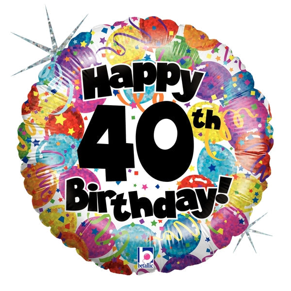 bargainballoons products 86357 18 inches holographic 40th party birthday balloons